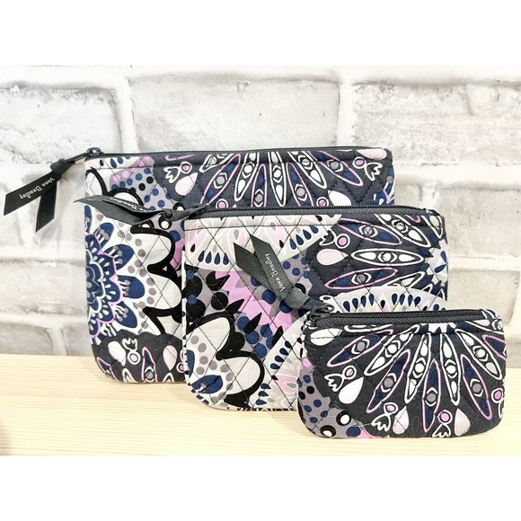 Vera Bradley Handbags - Vera Bradley Set of 3 Cosmetic Makeup Small Storage Pouches EUC